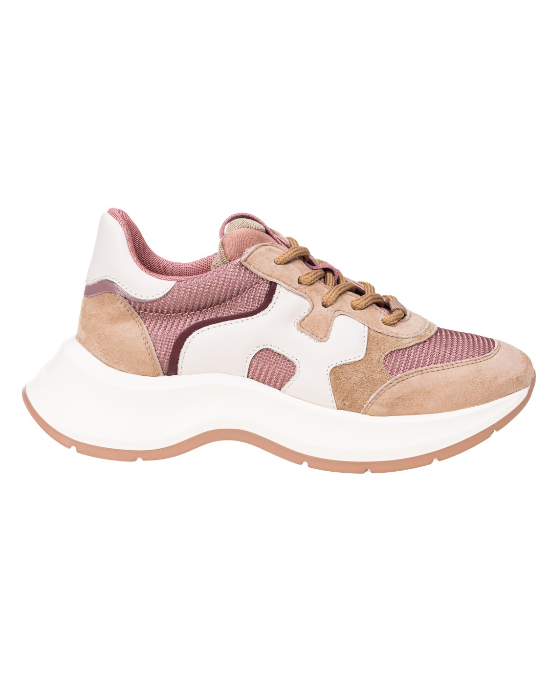 shop HOGAN  Scarpe: Hogan sneakers H585 rosa e beige.
Tomaia in pelle scamosciata.
Inserti in tessuto tecnico shiny.
Dettagli in pelle liscia e metallizzata.
H laterale ondulata in pelle liscia.
Fussbett in memory foam 5 mm.
Suola in gomma extralight.
Altezza totale 5,5 cm.
Custodia in tessuto inclusa.
Made in Italy.. HXW5850EK803HL-0YAV number 6426385