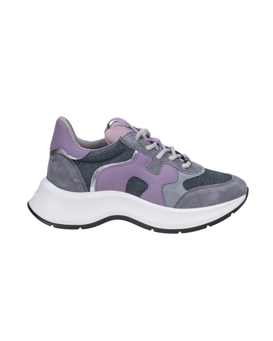 shop HOGAN Saldi Scarpe: Hogan sneakers H585 grigia e viola.
Tomaia in pelle scamosciata.
Inserti in tessuto tecnico shiny.
Dettagli in pelle liscia e metallizzata.
H laterale ondulata in pelle liscia.
Fussbett in memory foam 5 mm.
Suola in gomma extralight.
Altezza totale 5,5 cm.
Custodia in tessuto inclusa.
Made in Italy.. HXW5850EK803HX-0YAZ number 5796009